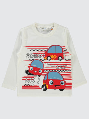 Kukuli Ready Go Baskılı 2-5 Yaş Sweatshirt - Beyaz