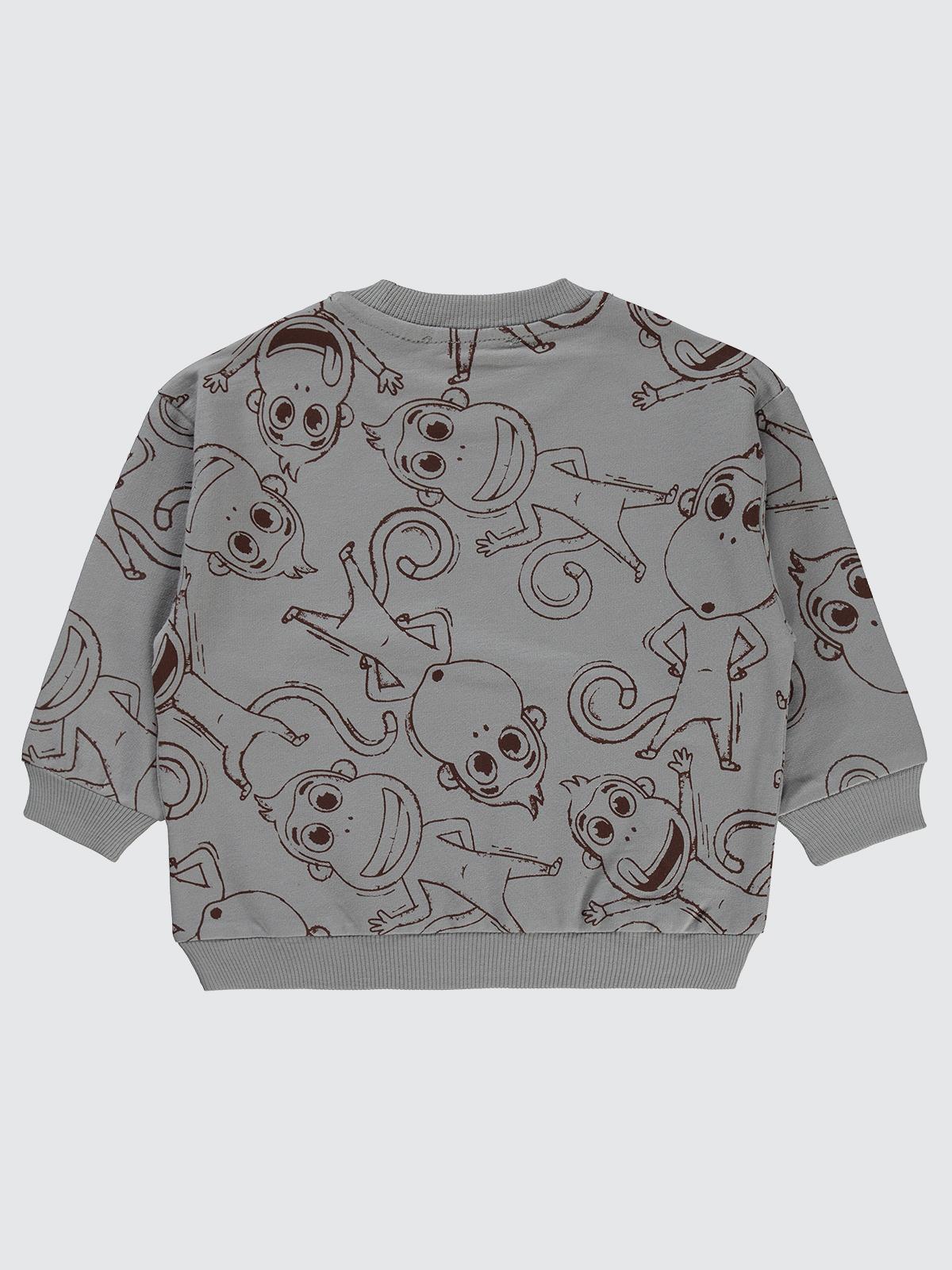 Kukuli Empirme Kukuli Baskılı 2-5 Yaş Sweatshirt - Gri