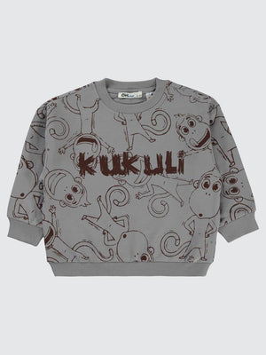 Civil Boys Empirme Kukuli Baskılı 2-5 Yaş Sweatshirt - Gri