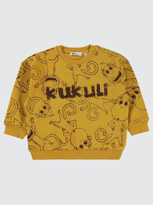 Civil Boys Empirme Kukuli Baskılı 2-5 Yaş Sweatshirt - Hardal