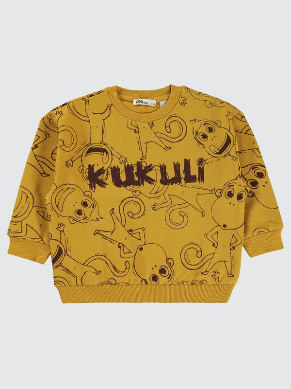 Civil Boys Empirme Kukuli Baskılı 2-5 Yaş Sweatshirt - Hardal
