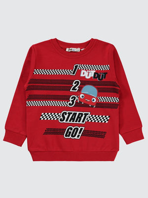 Civil Boys Start Go Baskılı 2-5 Yaş Sweatshirt - Kırmızı