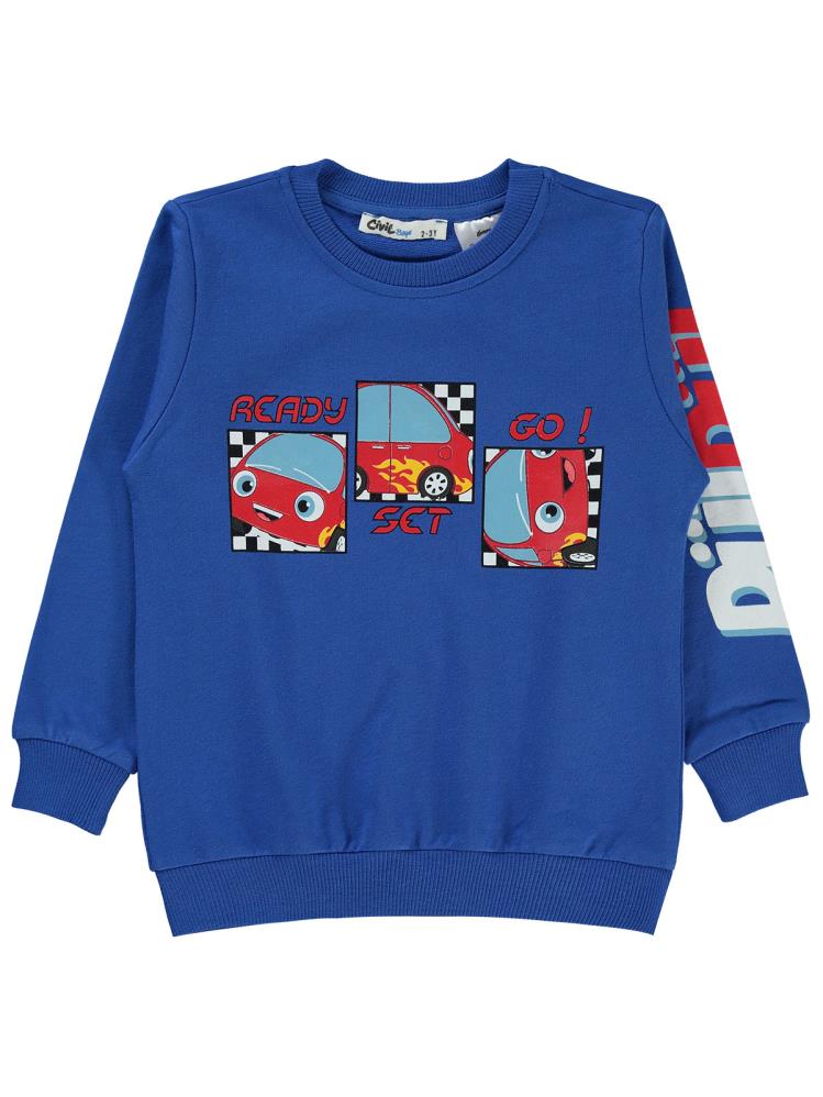 Civil Boys Ready Set Go Baskılı 2-5 Yaş Sweatshirt - Mavi