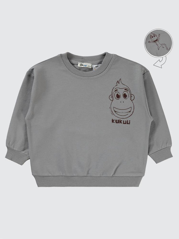 Civil Boys Kukuli Baskılı 2-5 Yaş Sweatshirt - Gri