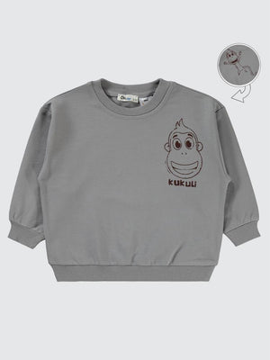 Civil Boys Kukuli Baskılı 2-5 Yaş Sweatshirt - Gri