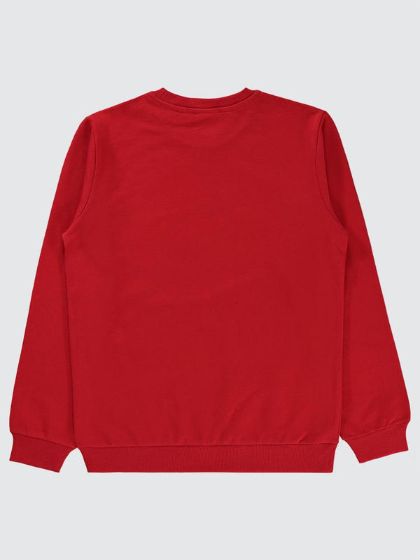 Superman Baskılı 10-13 Yaş Sweatshirt - Kırmızı