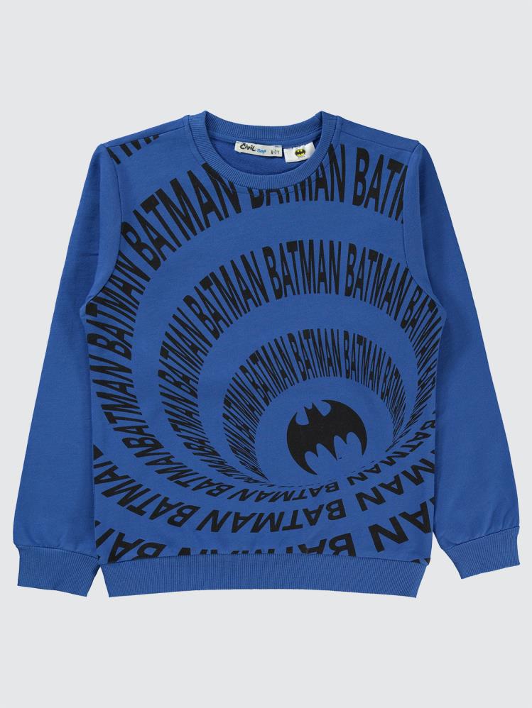 Batman Baskılı 6-9 Yaş Sweatshirt - Mavi