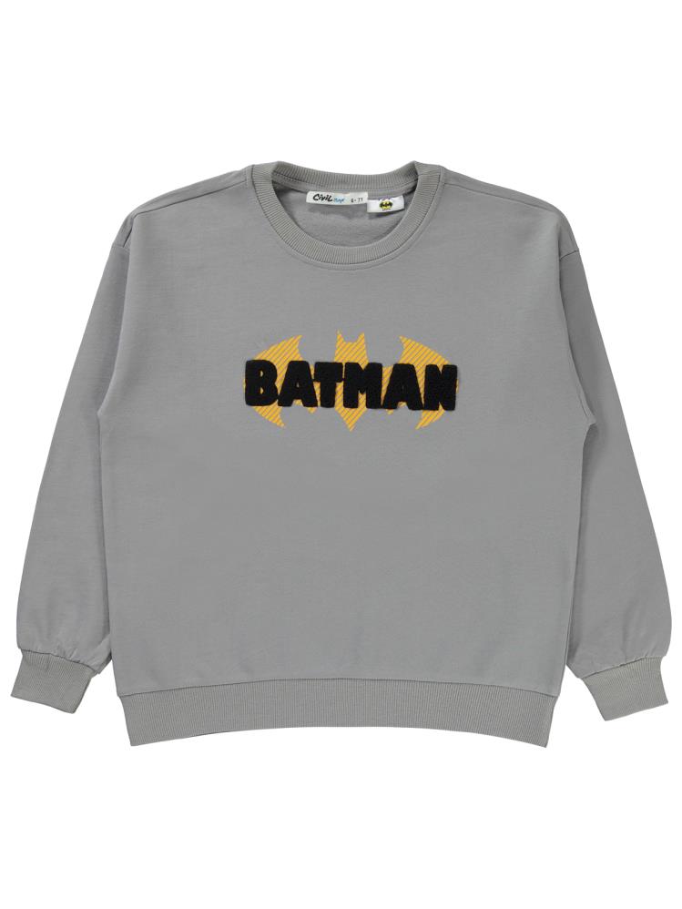 Batman Baskılı 10-13 Yaş Sweatshirt - Gri