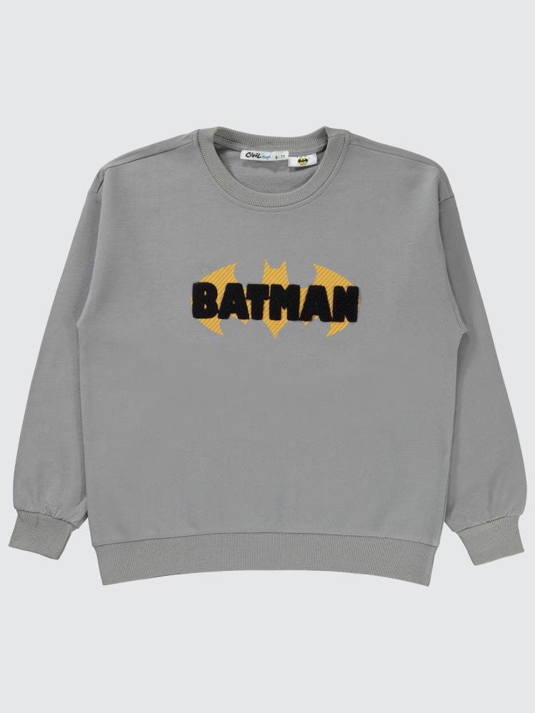 Batman Baskılı 10-13 Yaş Sweatshirt - Gri