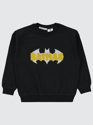 Batman Baskılı 10-13 Yaş Sweatshirt - Siyah