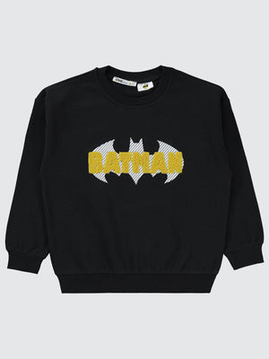 Batman Baskılı 10-13 Yaş Sweatshirt - Siyah