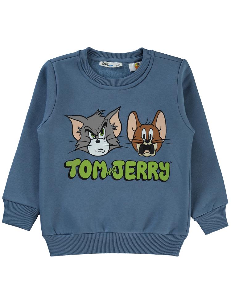 Tom And Jerry Baskılı 2-5 Yaş Sweatshirt - Mavi