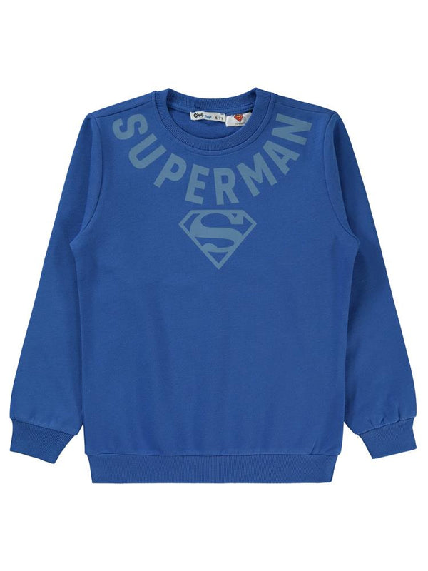 Superman Baskılı 10-13 Yaş Sweatshirt - Mavi