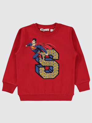 Superman Baskılı 2-5 Yaş Sweatshirt - Kırmızı