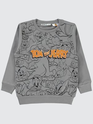 Tom And Jerry Baskılı 2-5 Yaş Sweatshirt - Gri