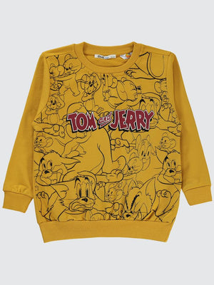 Tom And Jerry Baskılı 2-5 Yaş Sweatshirt - Hardal