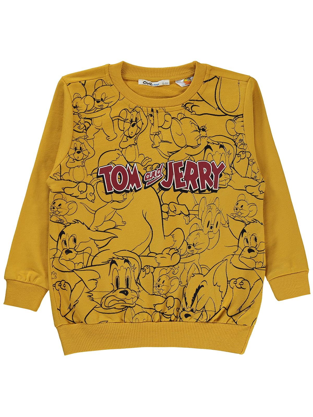 Tom And Jerry Baskılı 2-5 Yaş Sweatshirt - Hardal