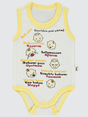 Civil Baby Akıllı Olun Baskılı Sfr.Kol1-36 Ay Çıtçıtlı Badi - Sarı