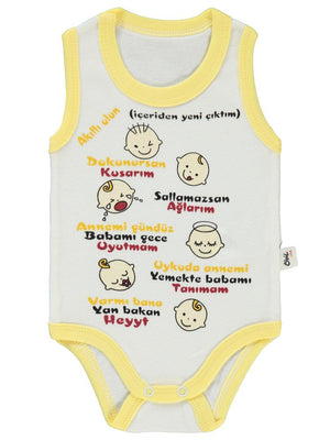 Civil Baby Akıllı Olun Baskılı Sfr.Kol1-36 Ay Çıtçıtlı Badi - Sarı