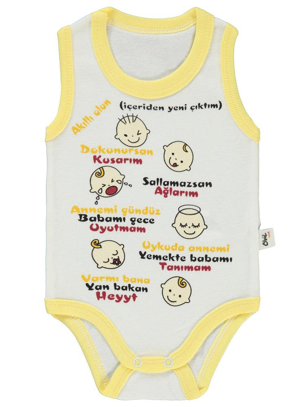 Civil Baby Akıllı Olun Baskılı Sfr.Kol1-36 Ay Çıtçıtlı Badi - Sarı