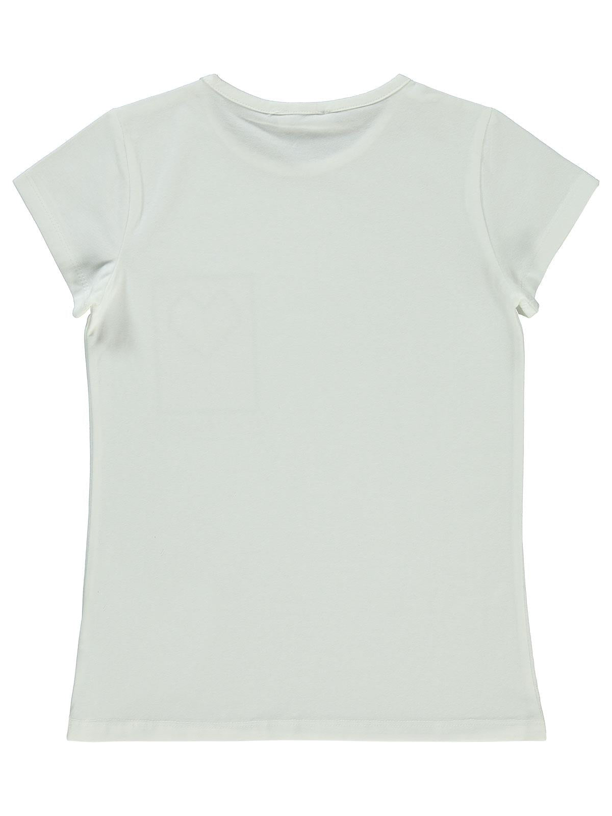 Civil Girls Kalp Love Baskılı 10-13 Yaş Tişört - Ekru