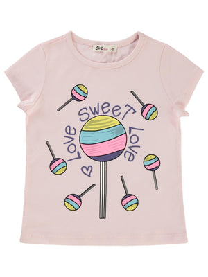 Civil Girls Şeker Baskılı 2-5 Yaş Tişört - Pembe