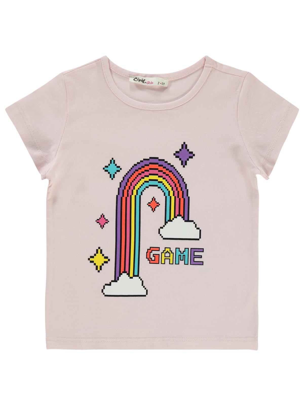 Civil Girls Game Pixcel Baskılı 2-5 Yaş Tişört - Pembe