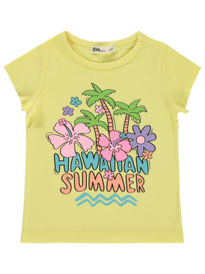 Civil Girls Summer Baskılı 2-5 Yaş Tişört - Sarı