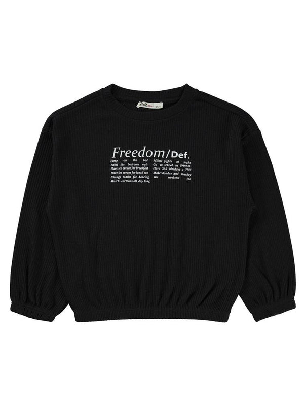 Civil Girls Freedom Blou Baskılı 6-9 Yaş Sweatshirt - Siyah