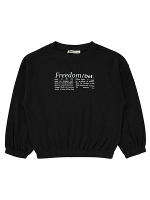 Civil Kız Çocuk Freedom Blou Baskılı Sweatshirt | Likralı Süprem | Okul Kreş ve Günlük Kullanım - Siyah