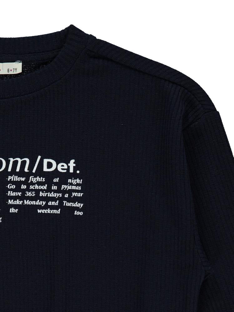 Civil Girls Freedom Blou Baskılı 6-9 Yaş Sweatshirt - Lacivert