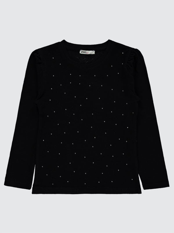 Civil Girls Stras Blouse 6-9 Yaş Sweatshirt - Siyah