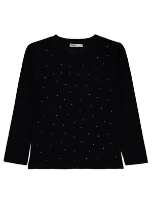 Civil Girls Stras Blouse 6-9 Yaş Sweatshirt - Siyah