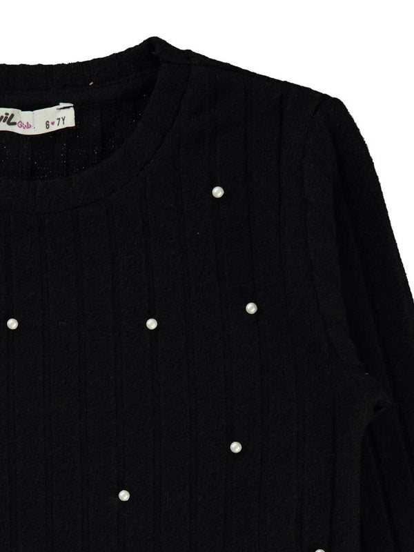 Civil Girls İncili 6-9 Yaş Sweatshirt - Siyah