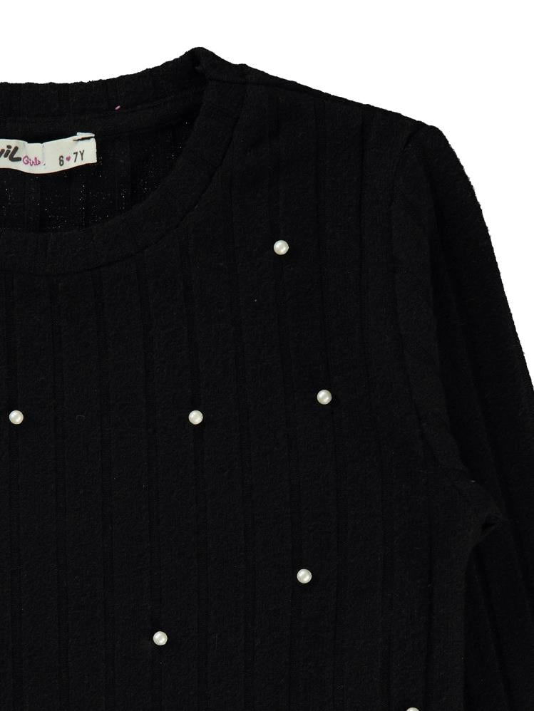 Civil Girls İncili 6-9 Yaş Sweatshirt - Siyah