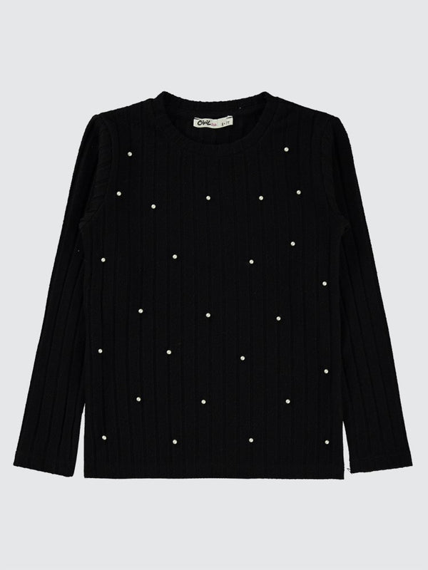 Civil Girls İncili 6-9 Yaş Sweatshirt - Siyah