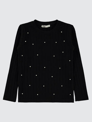 Civil Girls İncili 6-9 Yaş Sweatshirt - Siyah