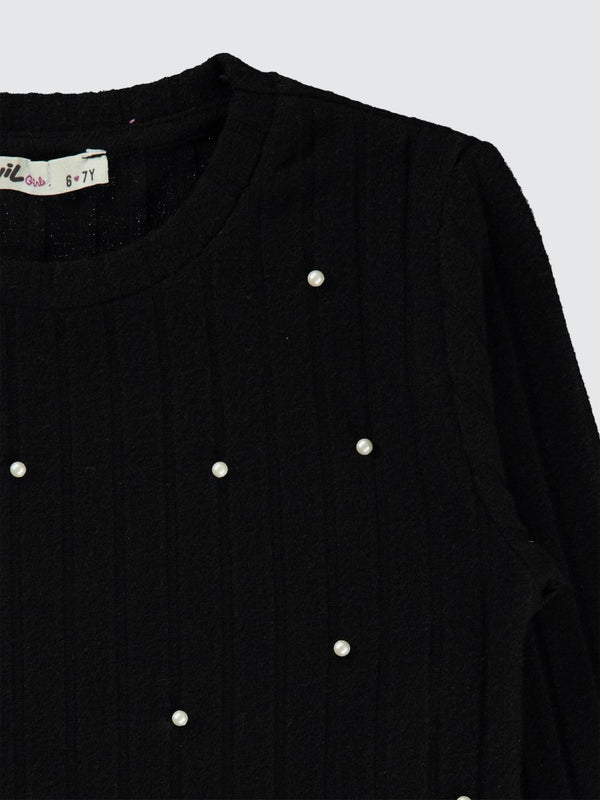 Civil Girls İncili 6-9 Yaş Sweatshirt - Siyah