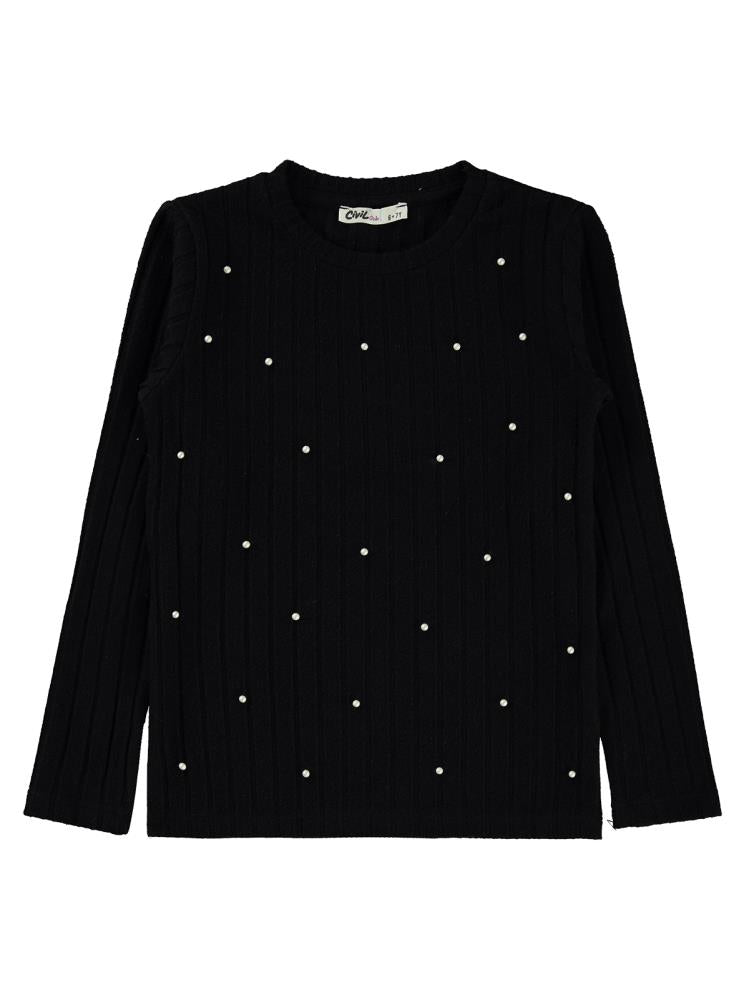 Civil Girls İncili 6-9 Yaş Sweatshirt - Siyah