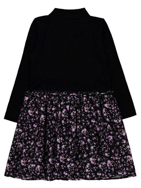 Civil Girls Çiçek Desenli 2-5 Yaş Elbise - Siyah