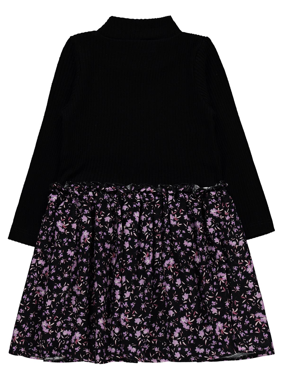 Civil Girls Çiçek Desenli 2-5 Yaş Elbise - Siyah