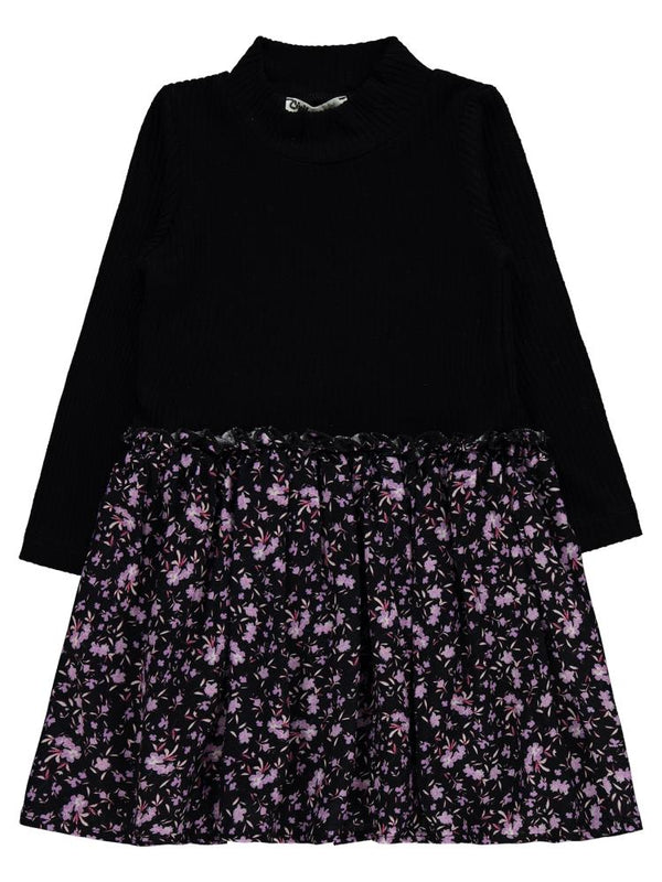 Civil Girls Çiçek Desenli 2-5 Yaş Elbise - Siyah