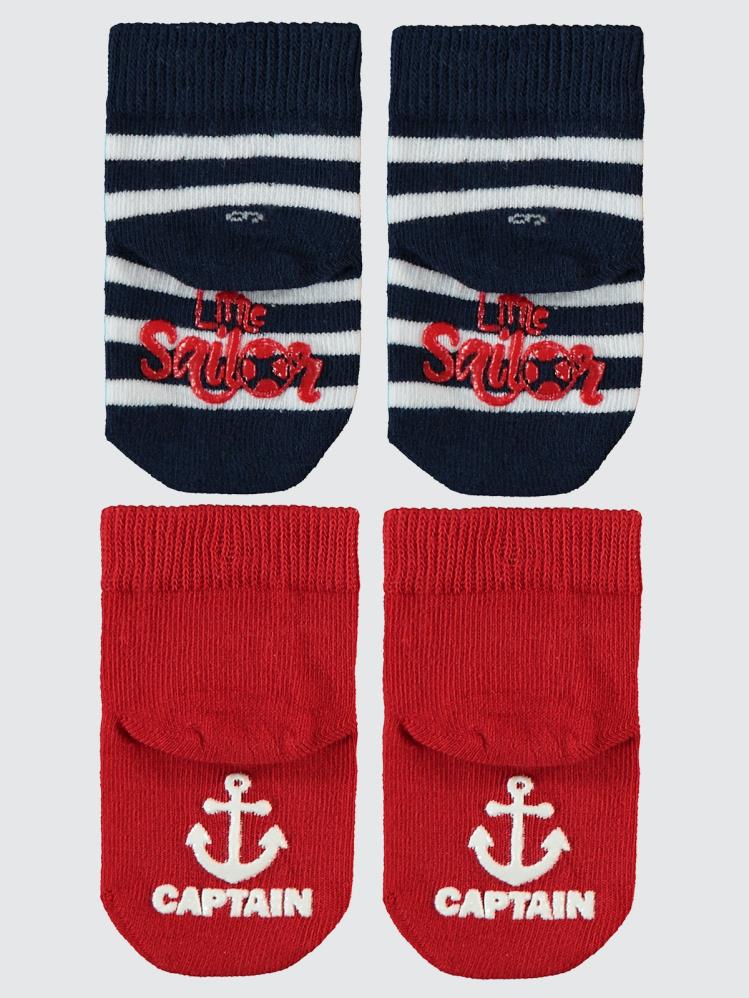 Civil Baby Denizci World Abs Baskı 6-18 Ay 2'li Bebek Erkek Çorap