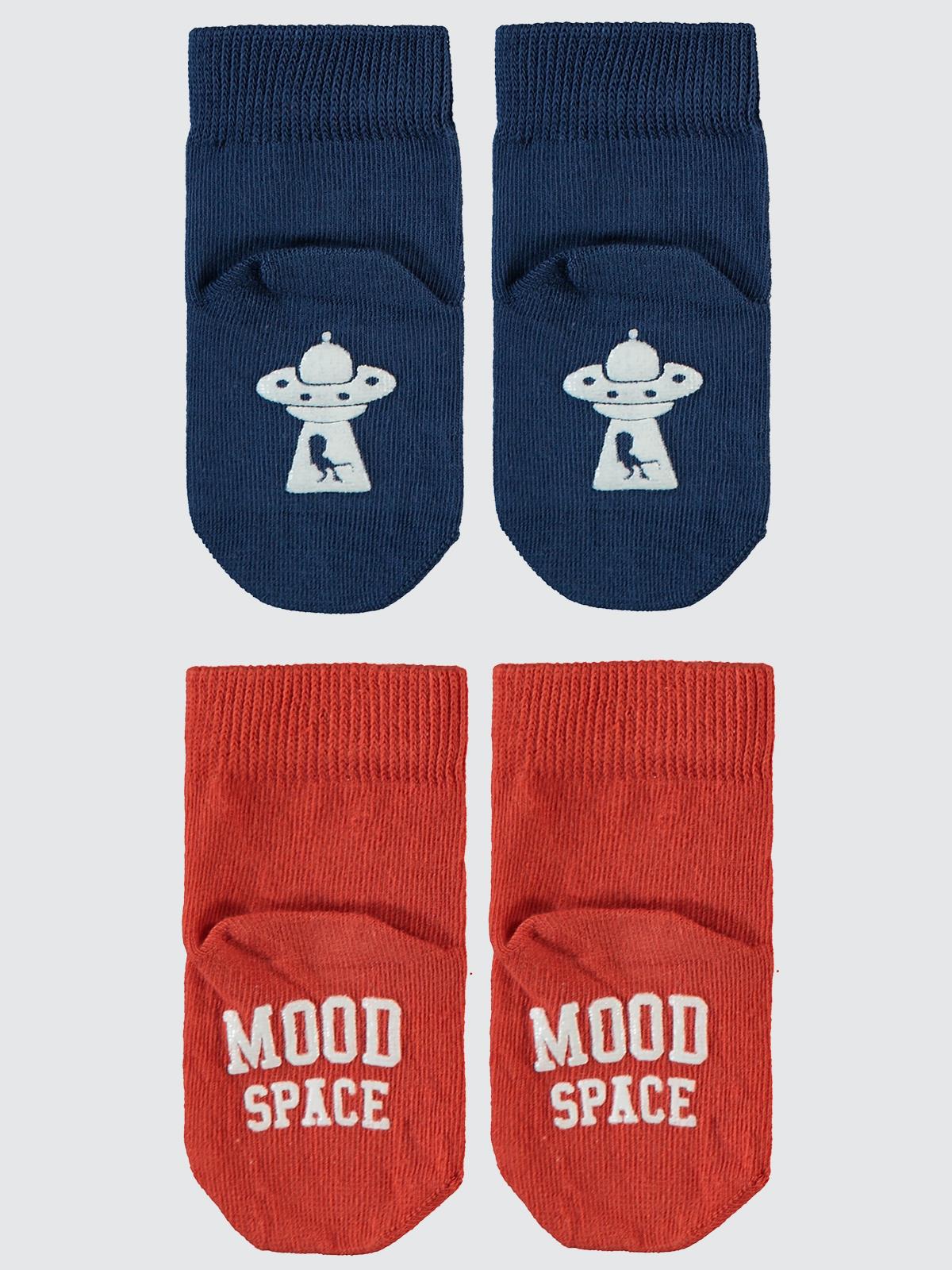 Civil Baby Space Abs Baskı 6-18 Ay 2'li Bebek Erkek Çorap