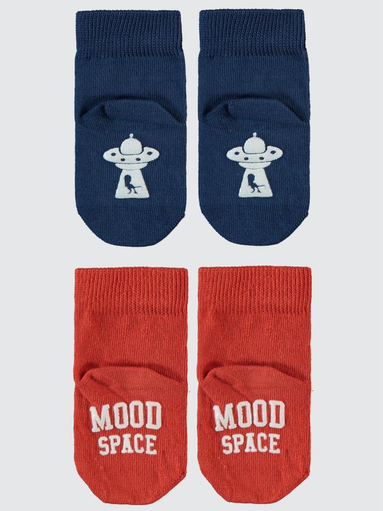 Civil Baby Space Abs Baskı 6-18 Ay 2'li Bebek Erkek Çorap