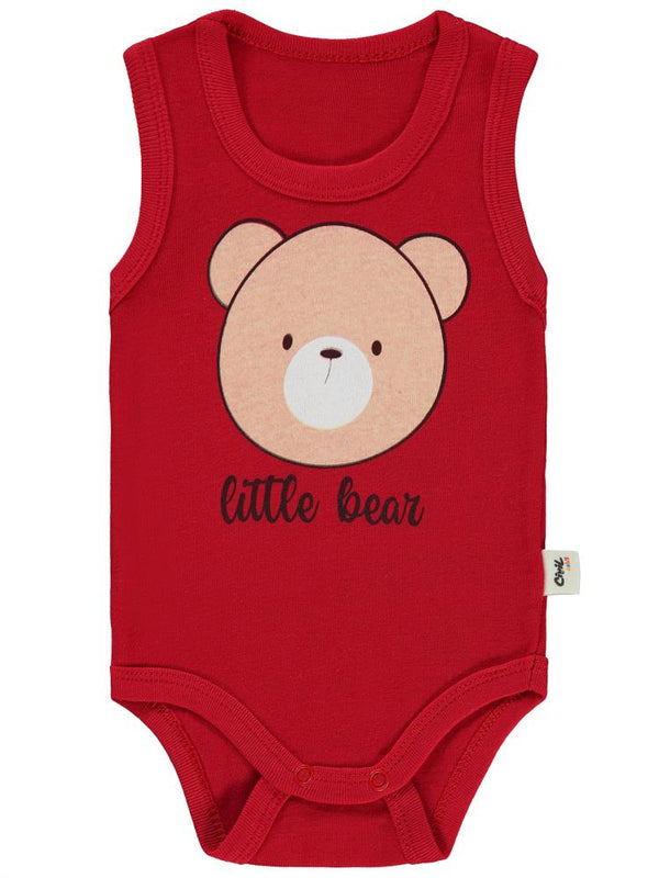 Civil Baby Little Bear Baskılı 1-36 Ay Çıtçıtlı Badi - Kırmızı