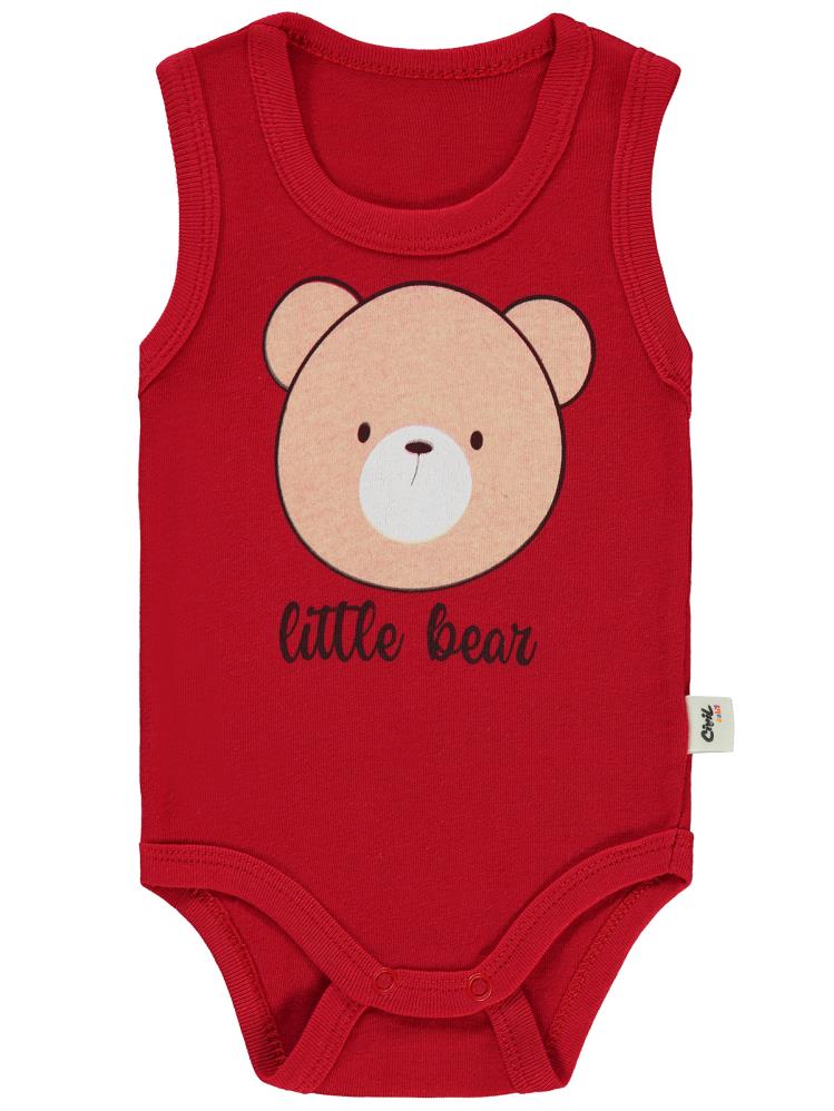 Civil Baby Little Bear Baskılı 1-36 Ay Çıtçıtlı Badi - Kırmızı