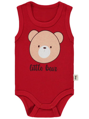 Civil Baby Little Bear Baskılı 1-36 Ay Çıtçıtlı Badi - Kırmızı