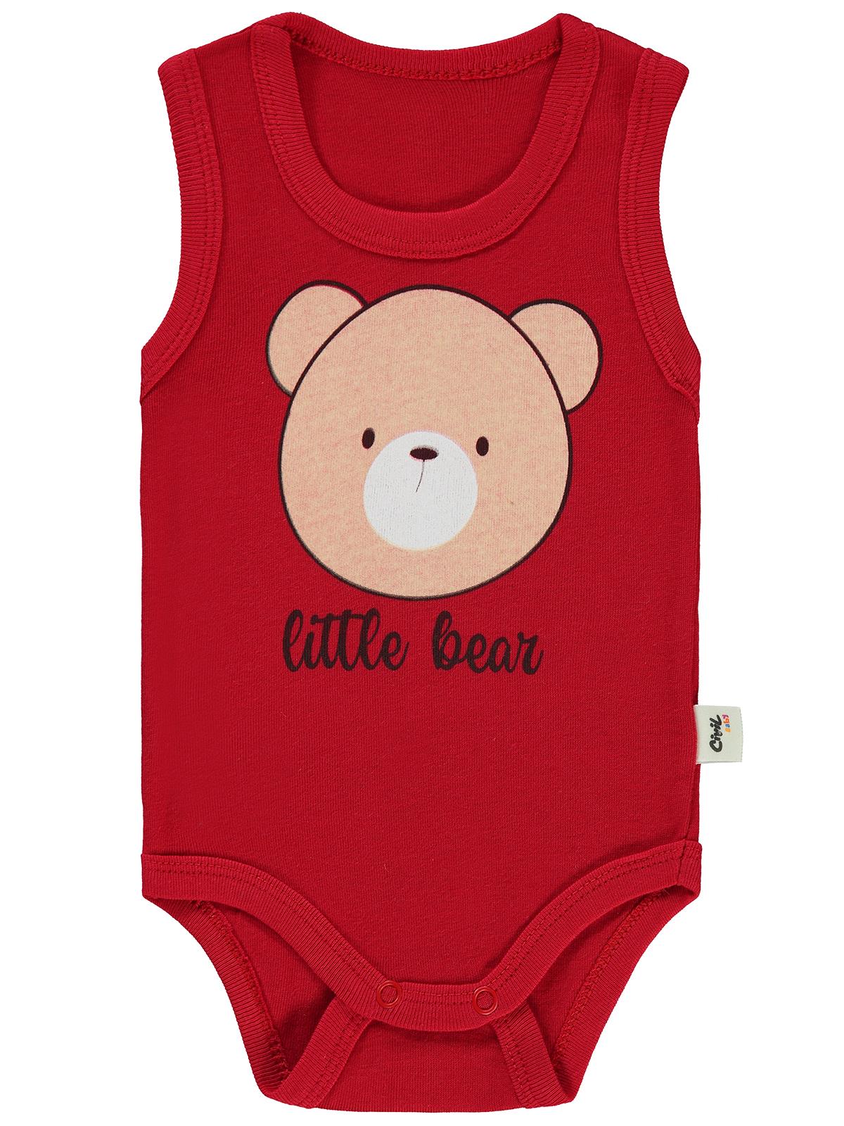Civil Baby Little Bear Baskılı 1-36 Ay Çıtçıtlı Badi - Kırmızı