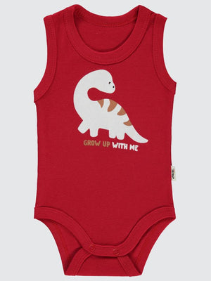 Civil Baby Dinozor Baskılı 1-36 Ay Çıtçıtlı Badi - Kırmızı